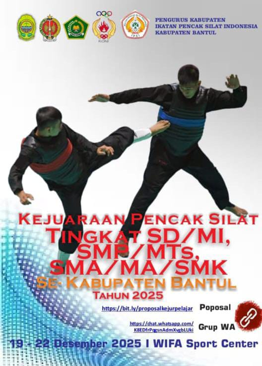 Kejuaraan Pencak Silat Pelajar Tingkat SD/MI, SMP/MTS dan SMA/MA/SMK se-Kabupaten Bantul 2025.